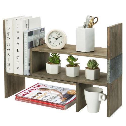 Vintage Style Rustic Brown Wood and Galvanized Metal Shelf - MyGift