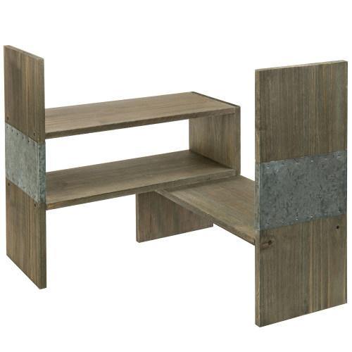 Vintage Style Rustic Brown Wood and Galvanized Metal Shelf - MyGift