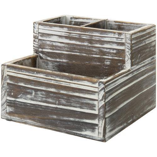 Rustic Torched Wood Office Supply Holder - MyGift