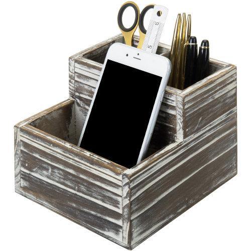 Rustic Torched Wood Office Supply Holder - MyGift