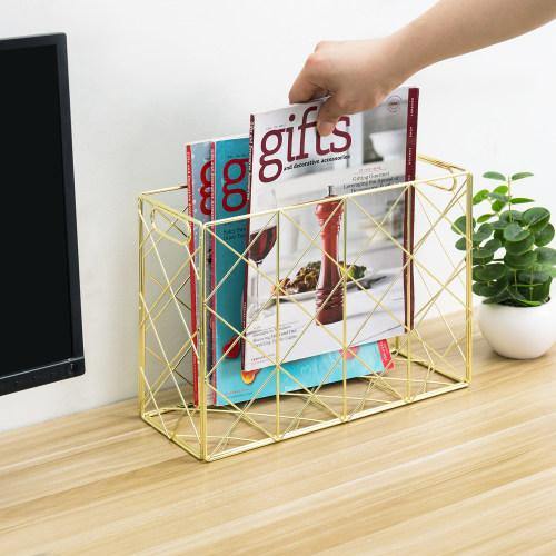 Brass Metal Wire Magazine and File Organizer - MyGift