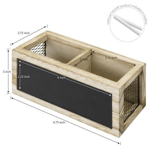 Magnetic Burnt Wood and Metal Wire Dry Erase Organizer w/ Chalkboard - MyGift