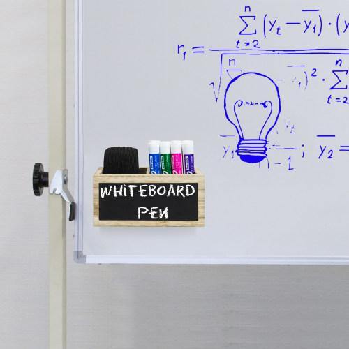 Magnetic Burnt Wood and Metal Wire Dry Erase Organizer w/ Chalkboard - MyGift