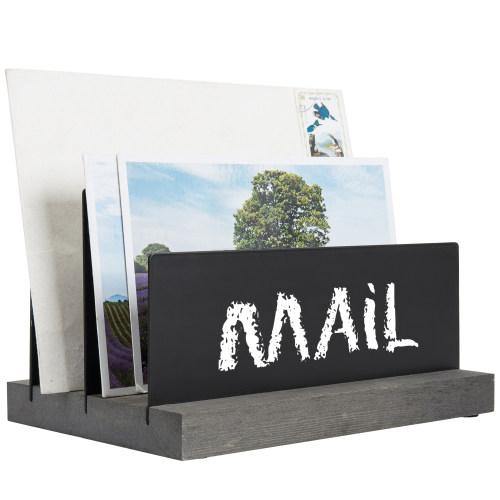 Chalkboard Panel Mail Sorter with Gray Wood Base - MyGift