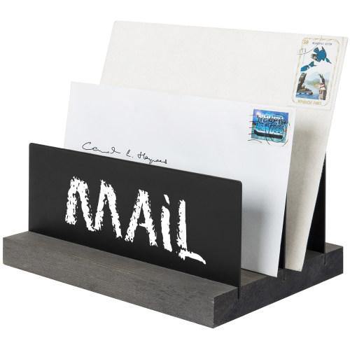 Chalkboard Panel Mail Sorter with Gray Wood Base - MyGift