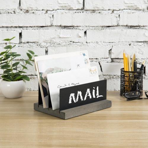 Chalkboard Panel Mail Sorter with Gray Wood Base - MyGift