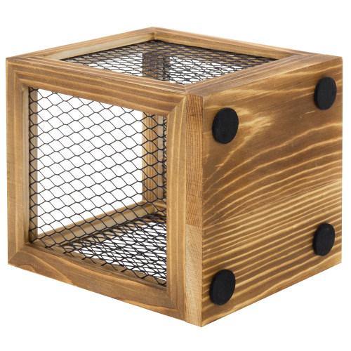 Rustic Burnt Wood and Black Metal Wire Stationary Cup - MyGift