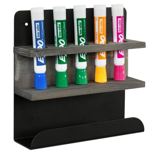 Gray Wood and Black Metal Whiteboard Organizer-MyGift