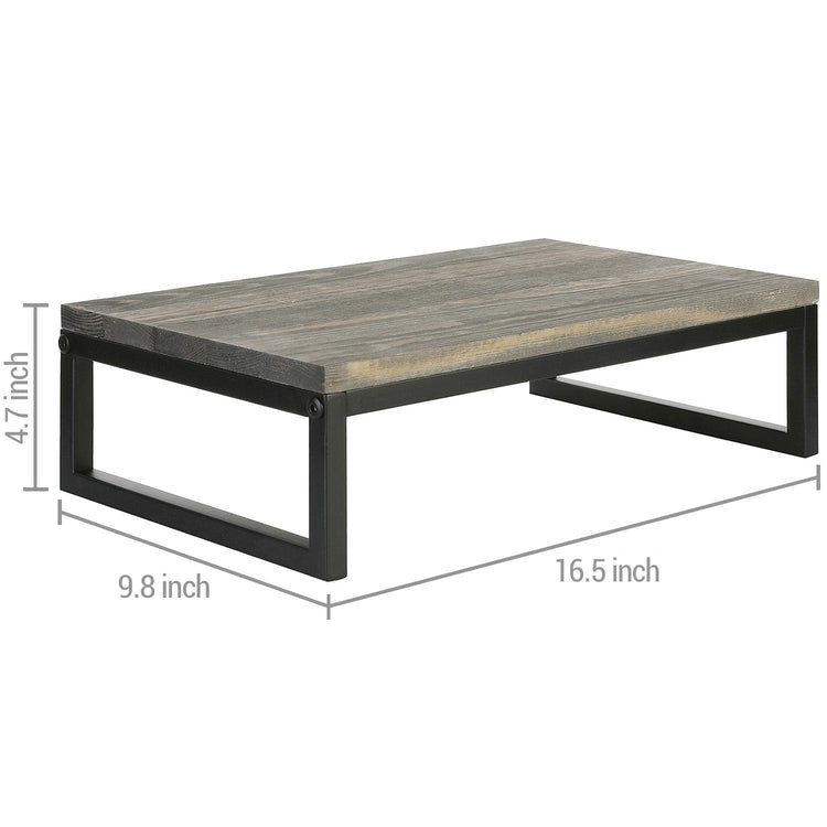Gray Wood Computer Monitor Riser Stand for Desk, Desktop Storage Shelf and Laptop Holder-MyGift