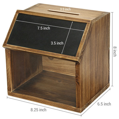 Burnt Wood Locking Box w/ Chalkboard, Lock & Key-MyGift