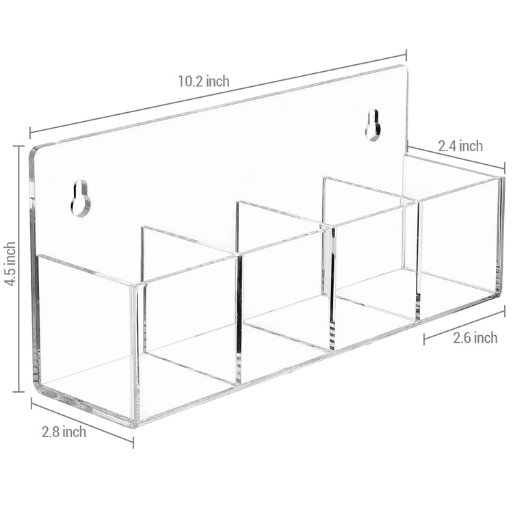 Clear Acrylic Wall Mounted Office Supplies Holder, Whiteboard Accessories Rack for Dry Erase Markers and Erasers-MyGift