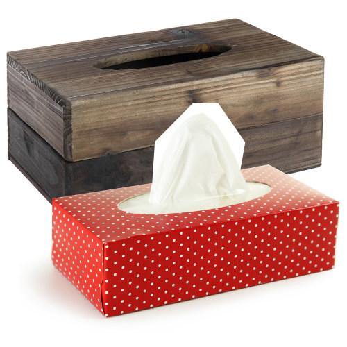 Rustic Dark Torched Wood Tissue Box Cover - MyGift