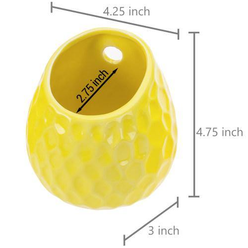 Yellow Ceramic Golfball Design Hanging Mini Planter, Set of 3 - MyGift