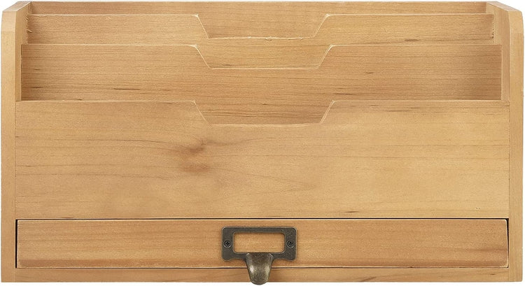 Rustic Brown Wood Office Desk Organizer-MyGift