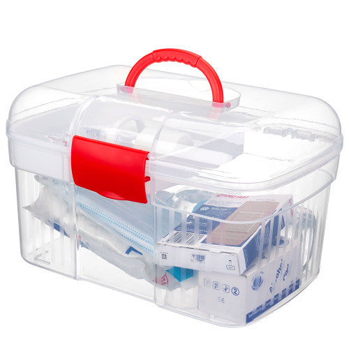 Red & Clear Plastic First Aid/Craft Box-MyGift