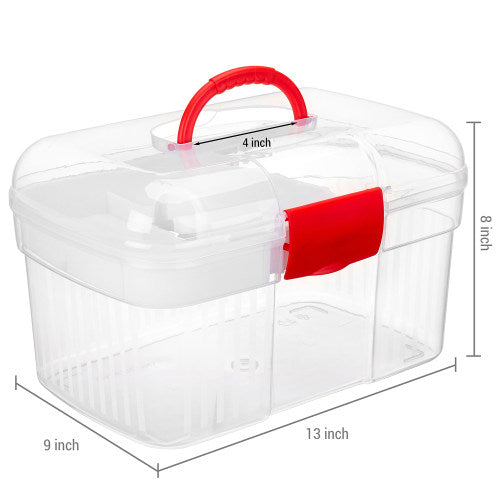 Red & Clear Plastic First Aid/Craft Box-MyGift