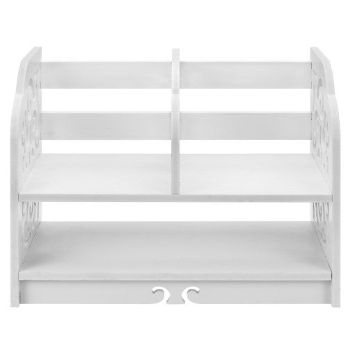 White Wood Scrollwork Desk Bookshelf-MyGift