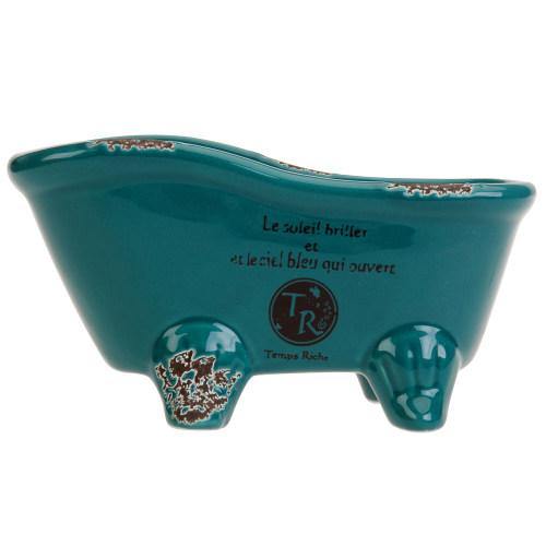 Petite French Country Bathtub Flower Pot, Turquoise - MyGift
