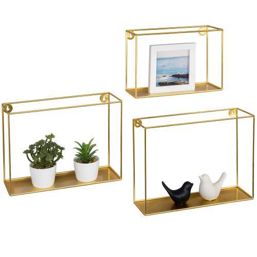 Modern Metal Wire Frame Shadow Boxes, Brass, Set of 3 - MyGift