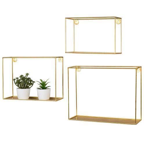 Modern Metal Wire Frame Shadow Boxes Brass