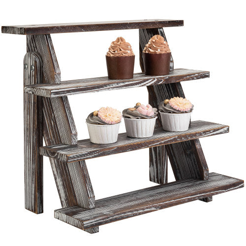 Torched Wood Riser Stand w/ 4 Tiers-MyGift
