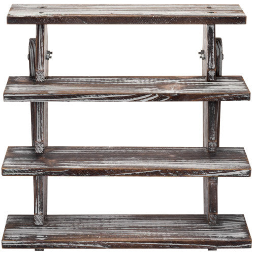 Torched Wood Riser Stand w/ 4 Tiers-MyGift