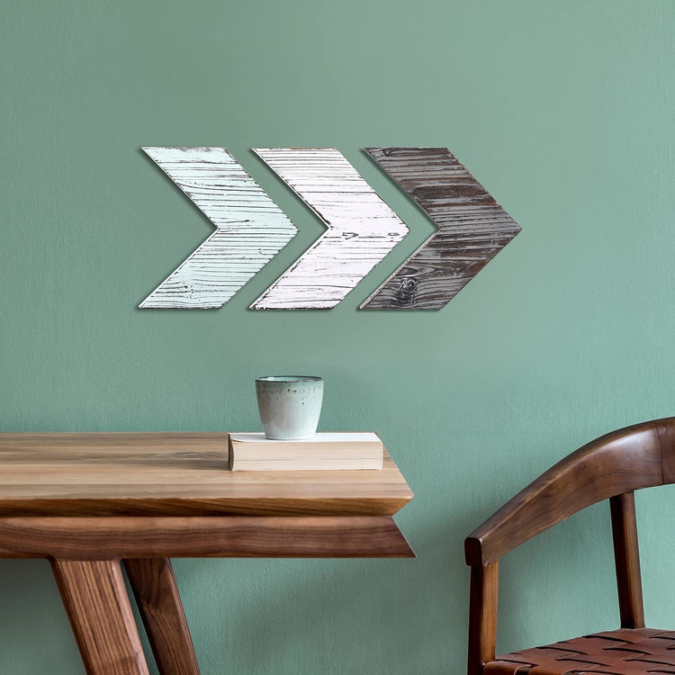 Rustic Wood Chevrons, Multicolor, Set of 3-MyGift
