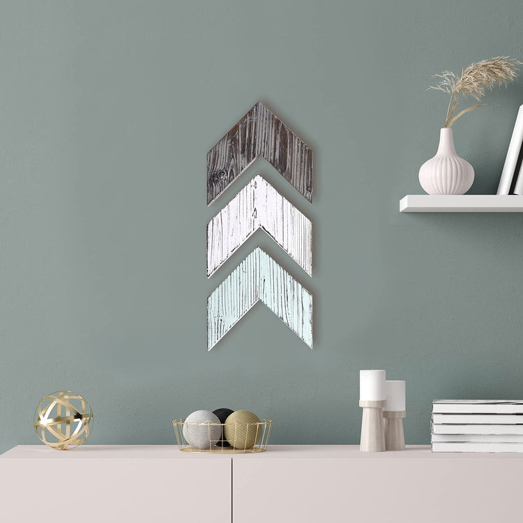 Rustic Wood Chevrons, Multicolor, Set of 3-MyGift