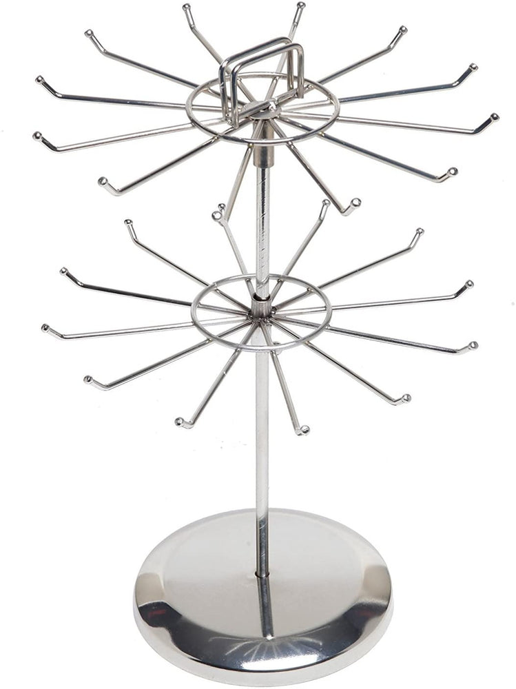 Silver Metal Jewelry Organizer Tree, Necklace Display Stand with Hairclip Holder-MyGift