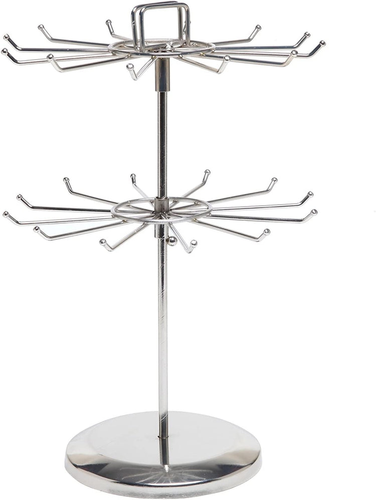 Silver Metal Jewelry Organizer Tree, Necklace Display Stand with Hairclip Holder-MyGift