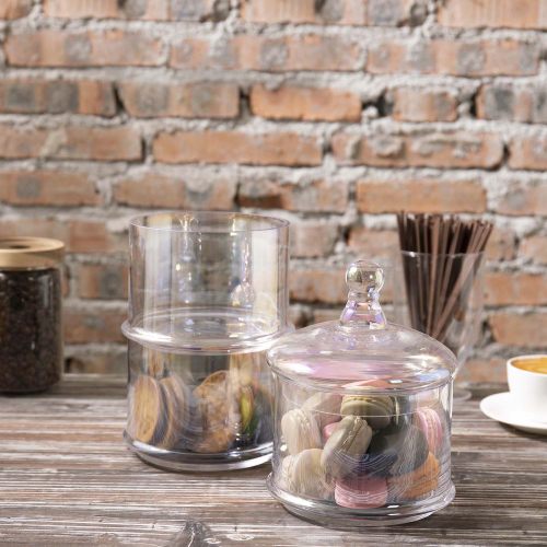 3-Tier Iridescent Rainbow Tone Translucent Stacking Apothecary Jars, Round Glass Display Candy and Cookie Containers-MyGift