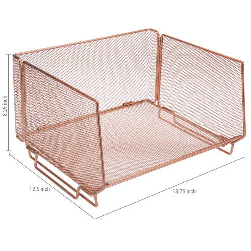 Deluxe Stackable Copper Metal Wire Mesh Produce Basket, Set of 2-MyGift