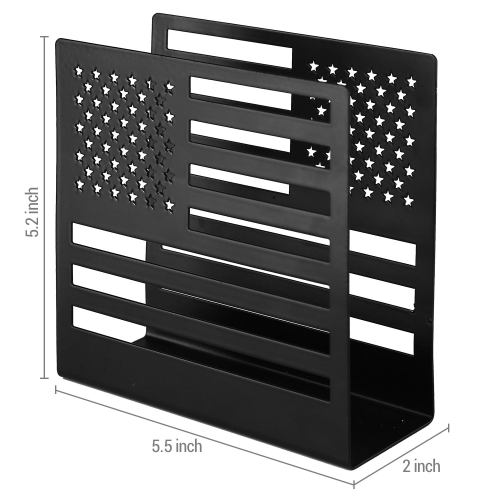 Black Metal American Flag Cut-out Design Tabletop Paper Napkin Holder-MyGift