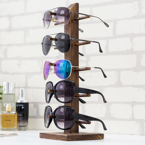 Rustic Brown Wood Tabletop Sunglass Display Stand-MyGift