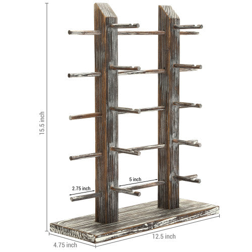 Rustic Torched Wood 10-Pair Sunglasses/Glasses Display Stand-MyGift