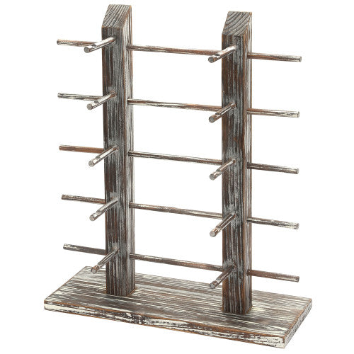 Rustic Torched Wood 10-Pair Sunglasses/Glasses Display Stand-MyGift