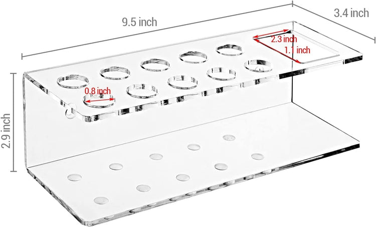 Transparent Acrylic 10 Slot Dry Erase Marker Holder Rack-MyGift
