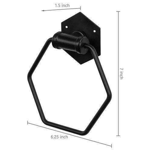 Matte Black Pipe and Metal Wire Hexagonal Towel Ring - MyGift