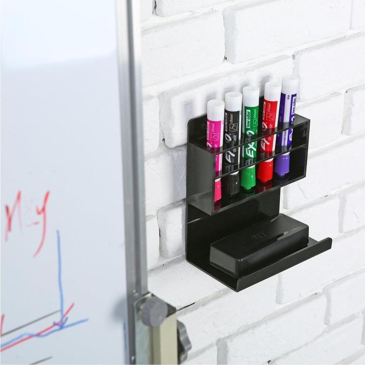 Acrylic Wall Mounted 5 Slot Dry Erase Marker and Eraser Holder Rack, Set of 2 - MyGift Enterprise LLC
