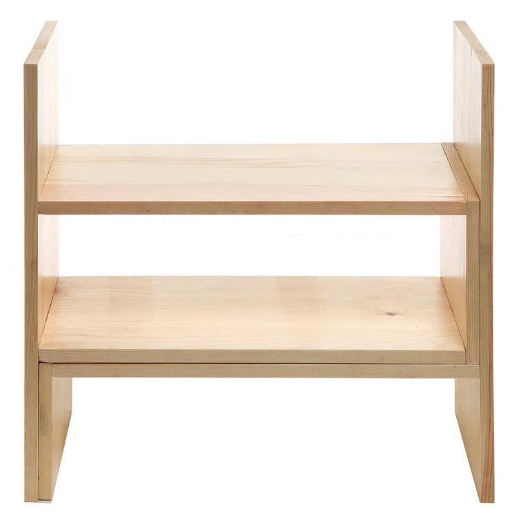 Adjustable Natural Wood Desktop Display Shelf, Beige - MyGift Enterprise LLC