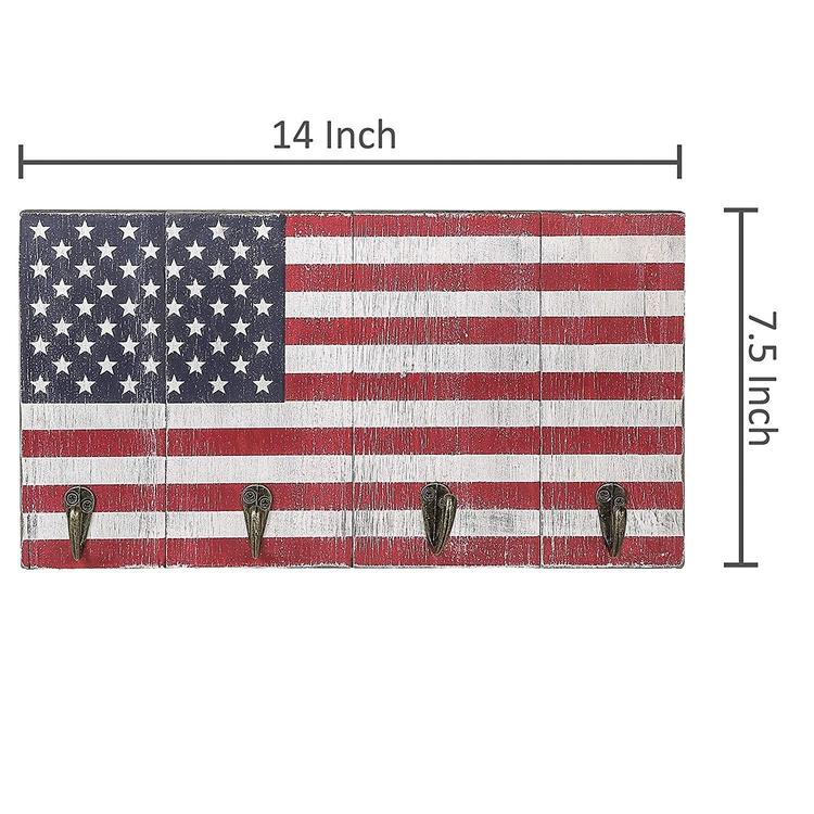 All-American Flag Design Wood Entryway Rack