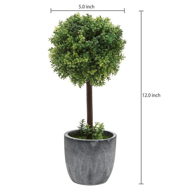Artificial Boxwood Topiary Tabletop Trees, Set of 2 - MyGift