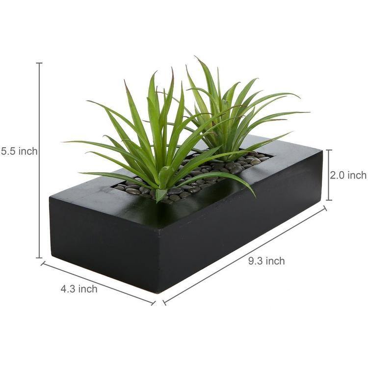 Artificial Green Grass in Black Wood Pot - MyGift