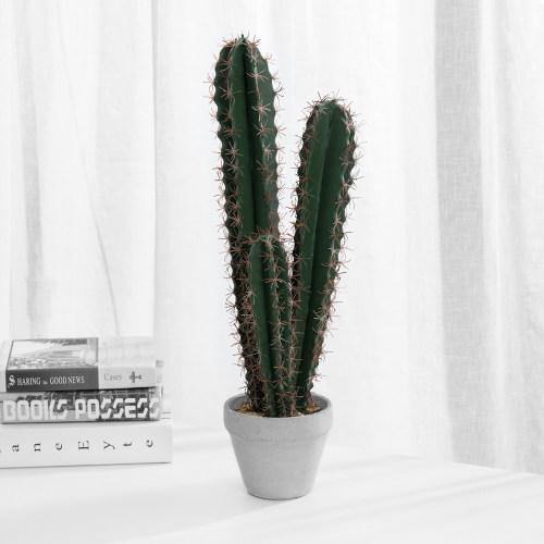 Artificial Hedge Cactus Plant with Gray Cement Planter - MyGift