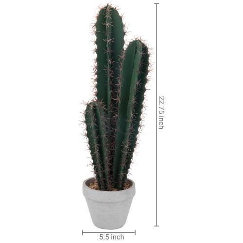 Artificial Hedge Cactus Plant with Gray Cement Planter - MyGift