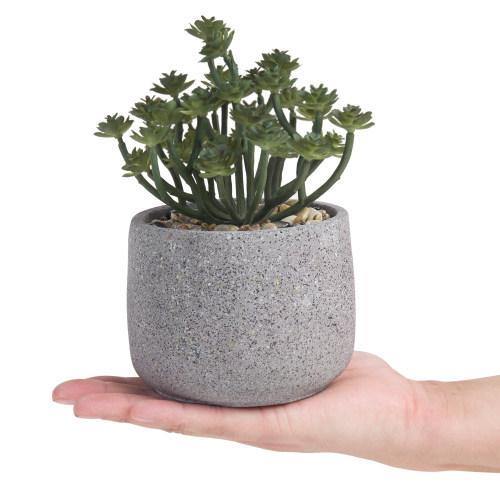 Artificial Plant with Speckled Gray Cement Pot - MyGift