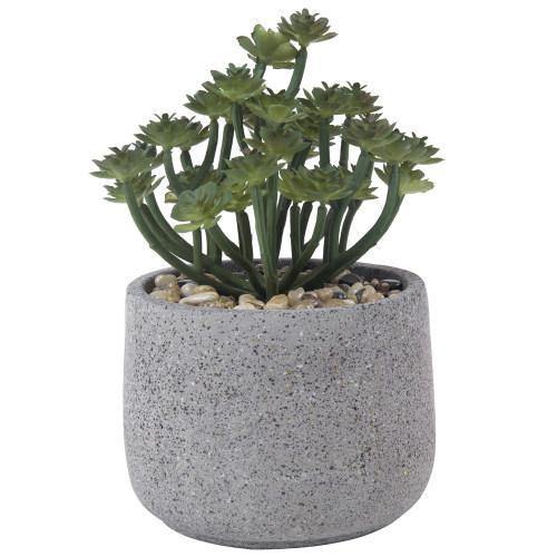 Artificial Plant with Speckled Gray Cement Pot - MyGift