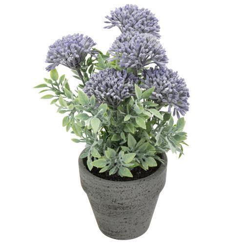 Artificial Purple Agapanthus Flowers in Textured Pulp Planter Pot - MyGift