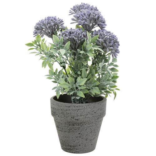 Artificial Purple Agapanthus Flowers in Textured Pulp Planter Pot - MyGift