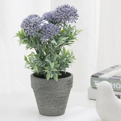 Artificial Purple Agapanthus Flowers in Textured Pulp Planter Pot - MyGift